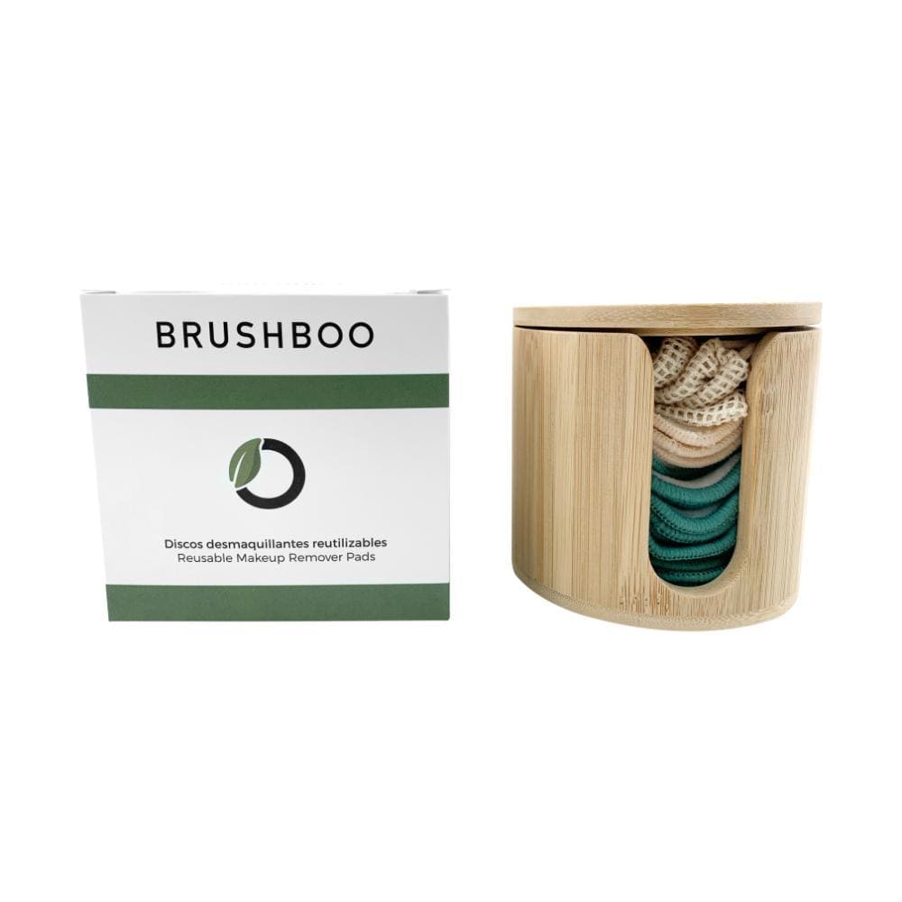 Brushboo  Discos desmaquillantes reutilizables - Con caja de bambú - Pack 16